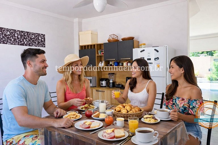 2 suítes c/ Ar, Piscina, Churrasqueira, 400mt Mar